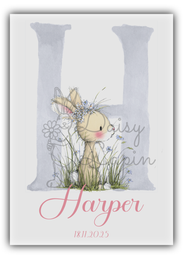Name Card- Blueberry Bunnies- Personalized name card 1