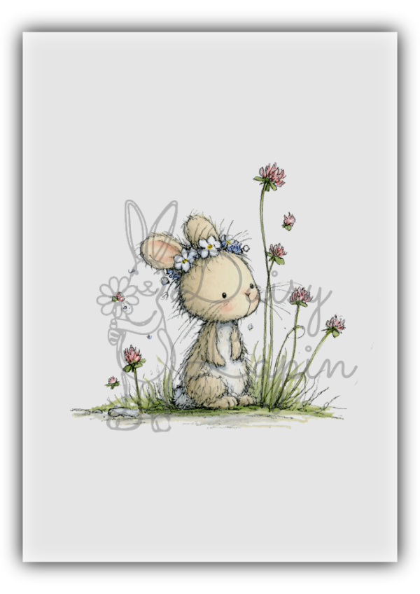Blueberry Bunnies- Bunny with Pink flowers