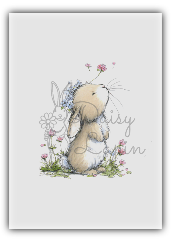Blueberry Bunnies- Bunny with pink flower