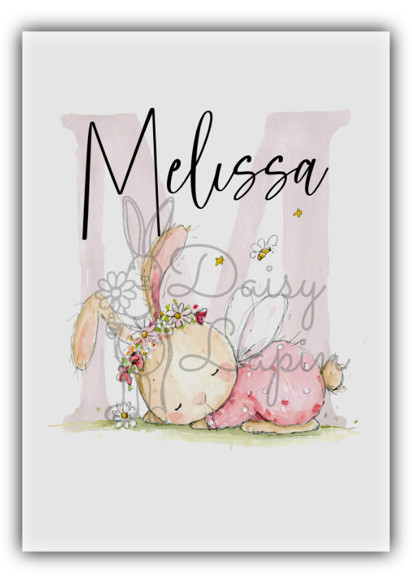 Name Card- Blush Bunnies - Personalized name card