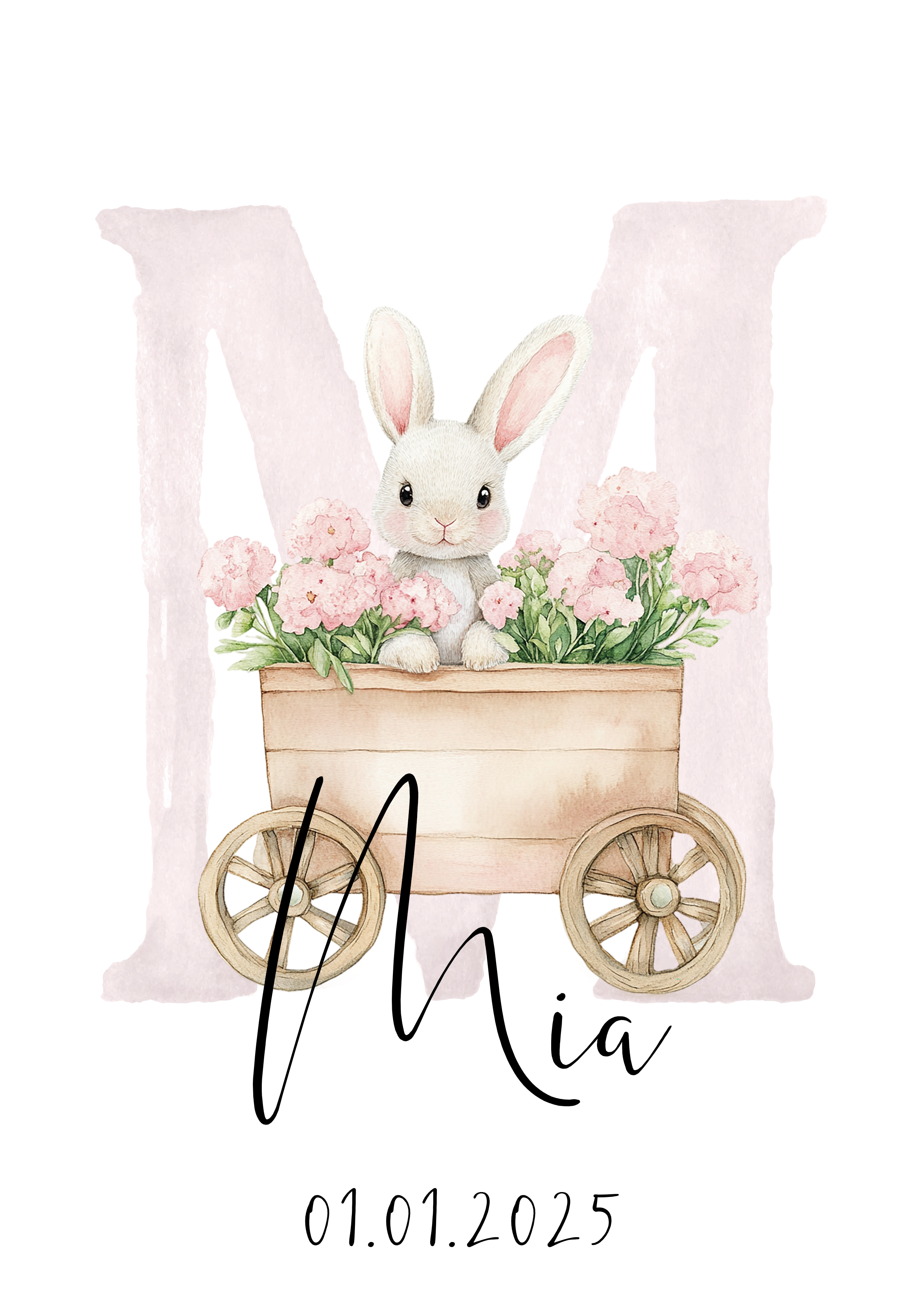 Name Card- Rose Bunnies- Personalized name card (2)