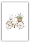 Vintage Bunnies- Bicycle with a basket