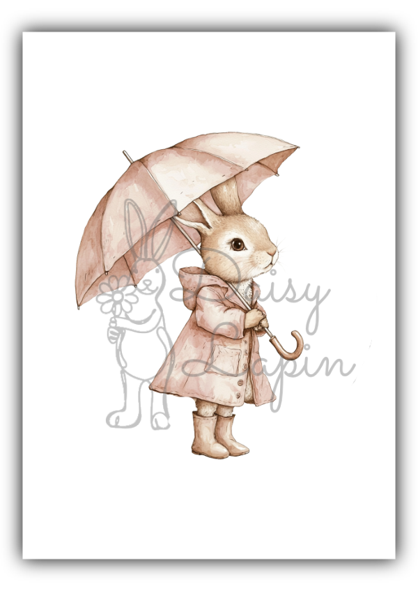 Vintage Bunnies- Bunny with an umbrella