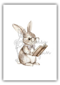Vintage Bunnies- Bunny reading a book