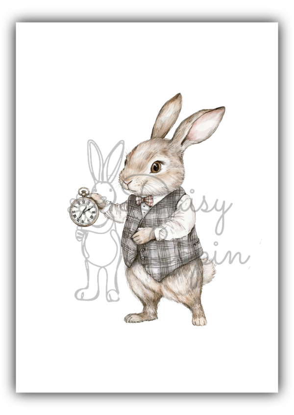 Vintage Bunnies- Bunnie holding a pocket watch