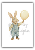 Vintage Bunnies- Bunny with a yellow balloon