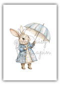 Vintage Bunnies- Bunny with a blue umbrella