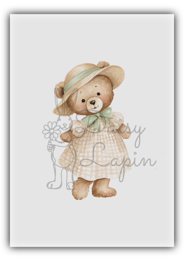 Comfy Bears- Bear with a gingham brown dress