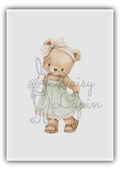 Comfy Bears- Bear in a gress dress and cream bow