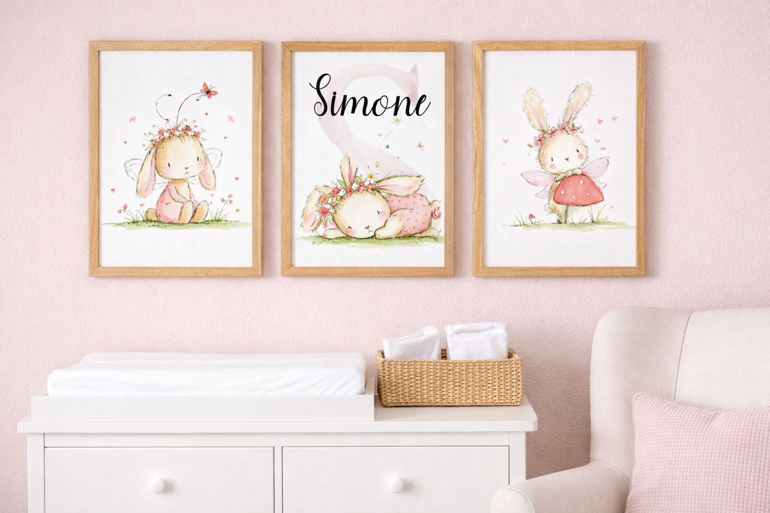 Name Card- Blush Bunnies - Set of 3 bunnies (2)