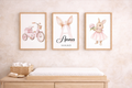 Name Card - Rose Bunnies - Set of 3 Bunnies (2)