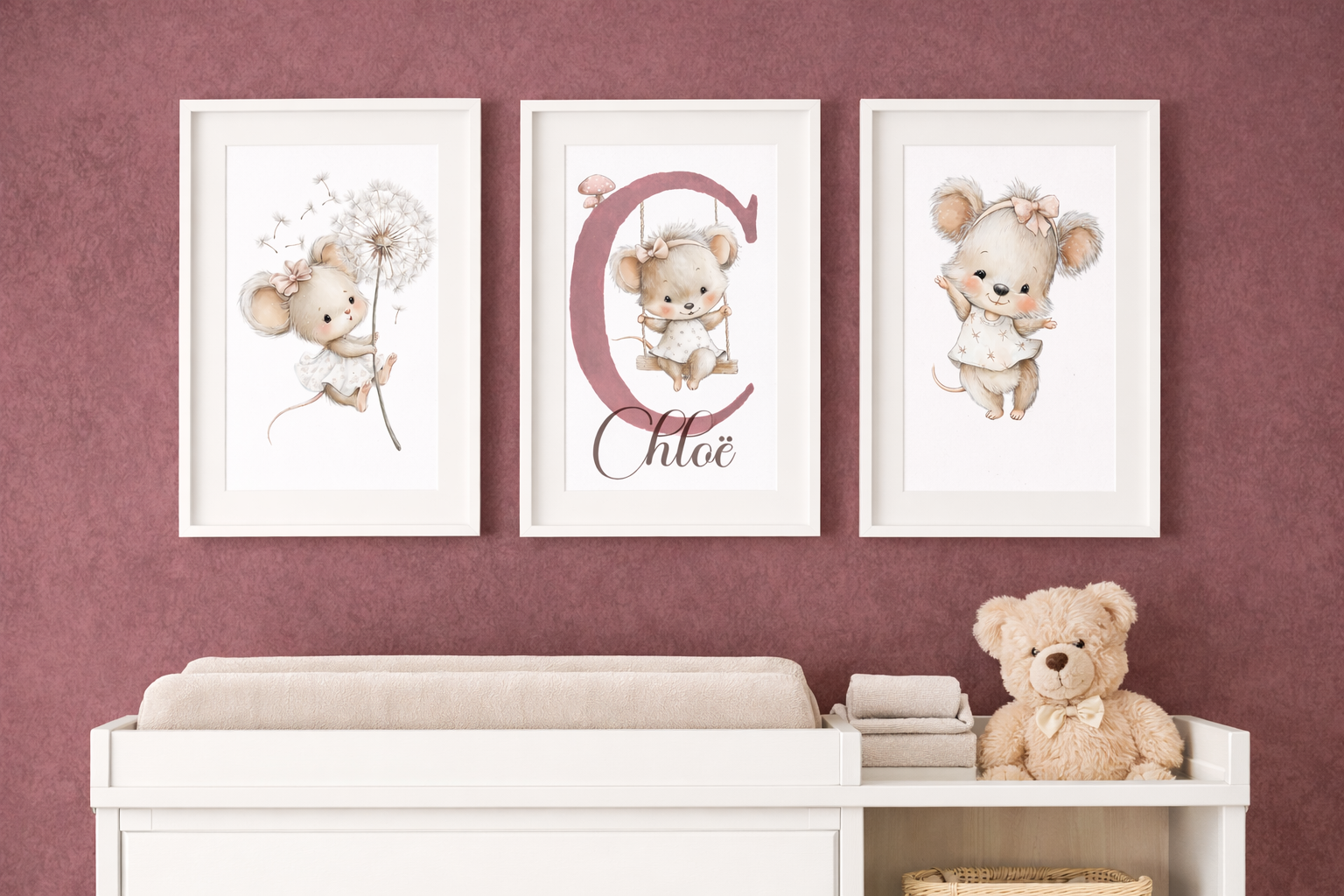 Name Card- Mulberry Mouses- Set of 3 mouses (1)