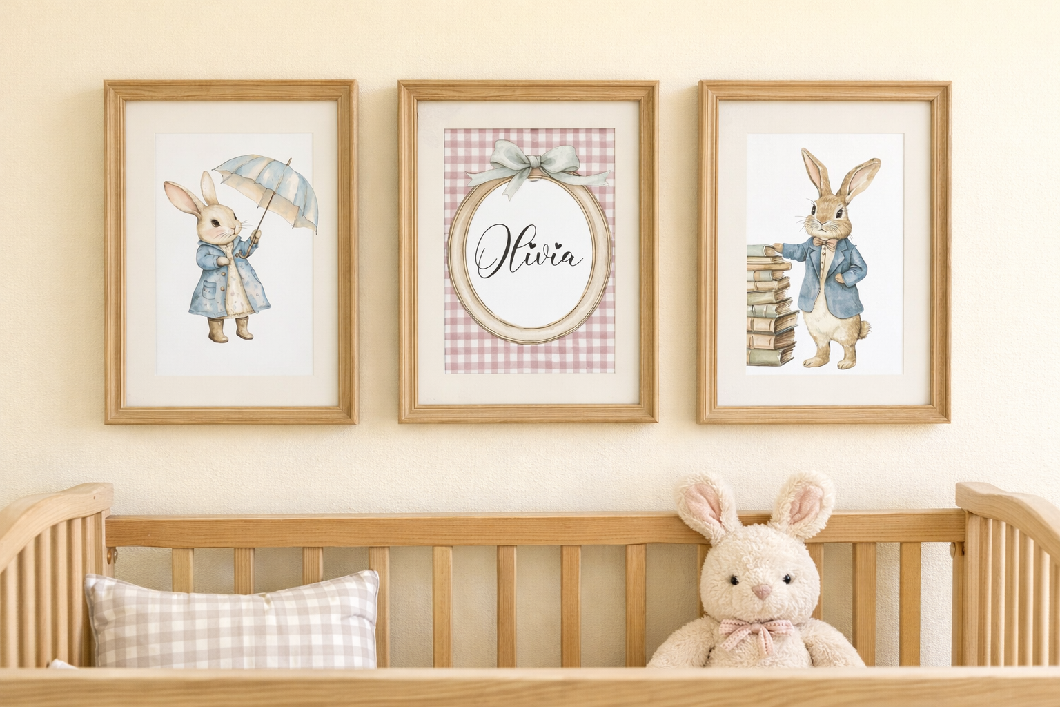 Name Card- Vintage Bunnies - Set of 3 bunnies (1)
