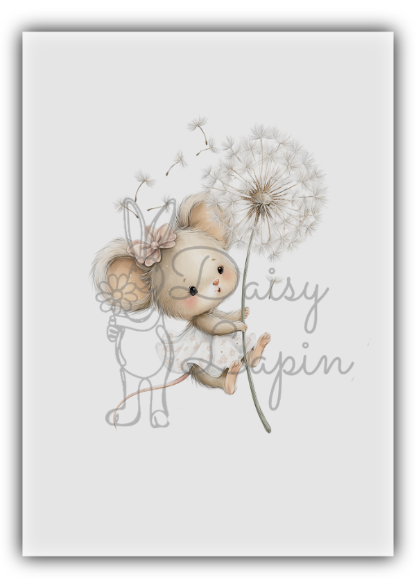 Mulberry Mouses- Girly mouse with dandelion