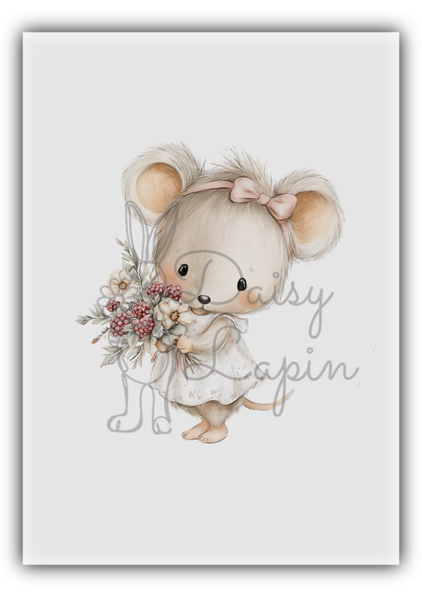 Mulberry Mouses- Girly mouse with bunch of flowers