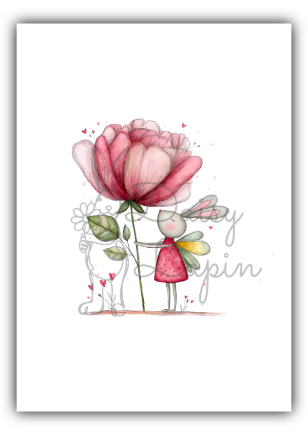 Cherry Bunnies - Bunny holding a big flower