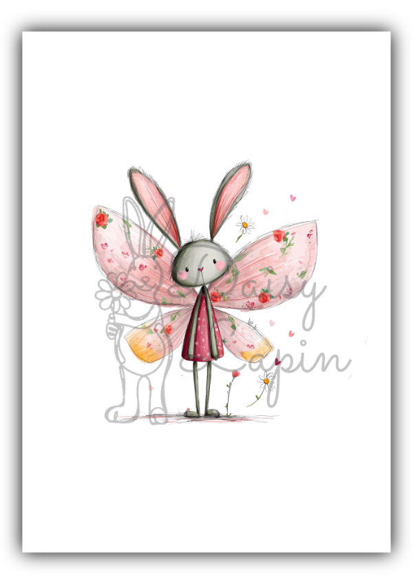 Cherry Bunnies- Bunny standing with open wings