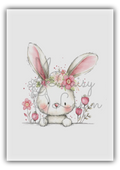 Bunny faces- Bunny with pink flowers