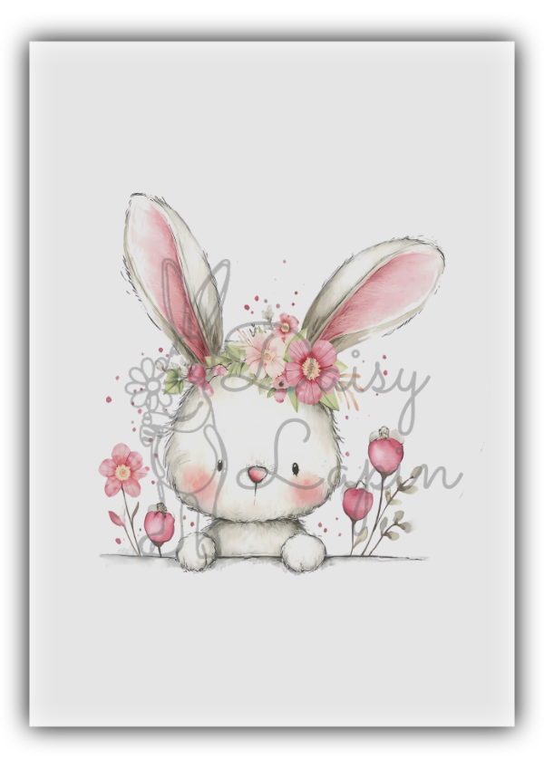 Bunny faces- Bunny with pink flowers