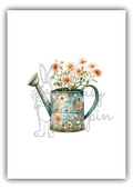 Garden Bunnies- Water can with flowers