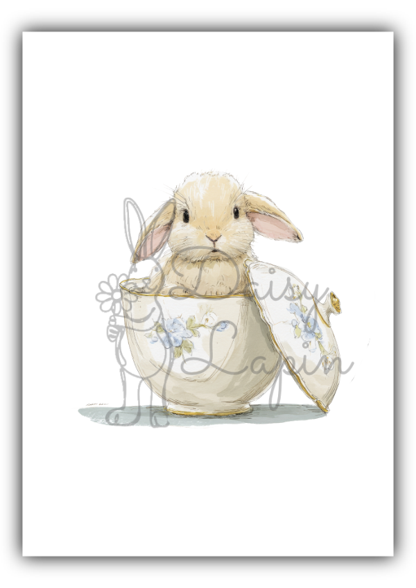 Sugar Bunnies- Bunny sitting in cup with lid