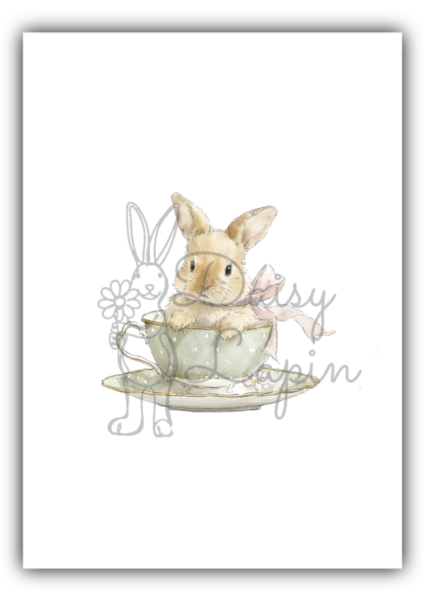 Sugar Bunnies- Bunny sitting in a green cup